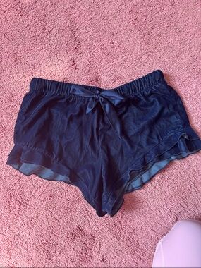 VS Navy Velvet Ruffle Sleep Shorts